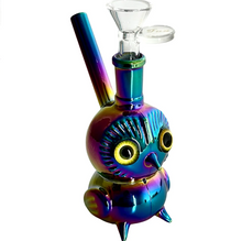 Load image into Gallery viewer, 5.5" Owl Design Electroplate Glass Bong – Compact & Stemless