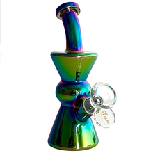 Load image into Gallery viewer, 6&quot; Hourglass Electroplate Glass Bong – Compact &amp; Stemless
