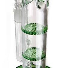 Load image into Gallery viewer, Green Maple Glass Double Honey Comb Bong
